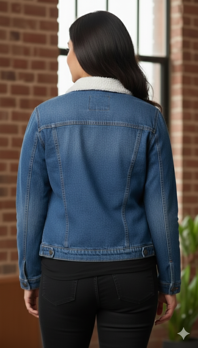 Fur Simple Denim Jacket