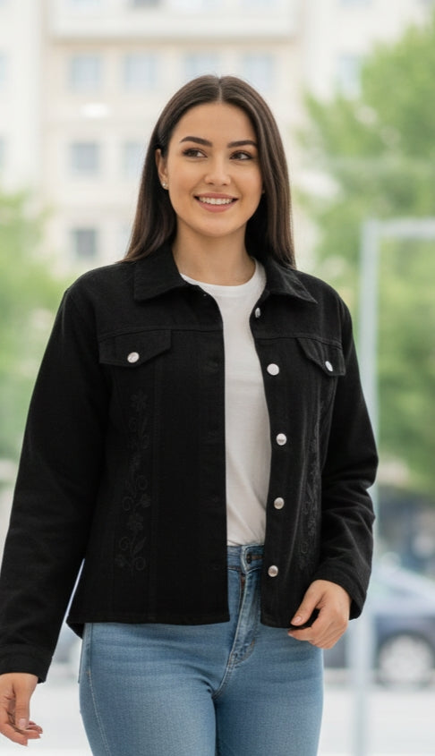Stylish Embroidery Denim Jacket