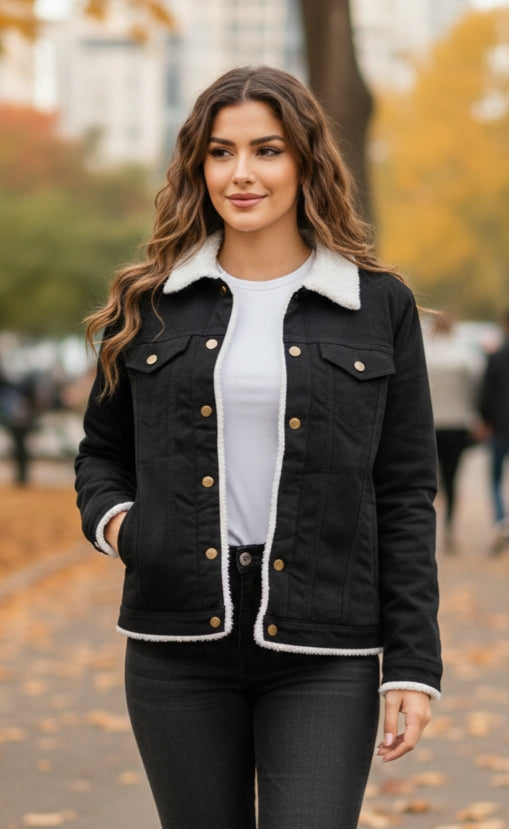 Fur Simple Denim Jacket