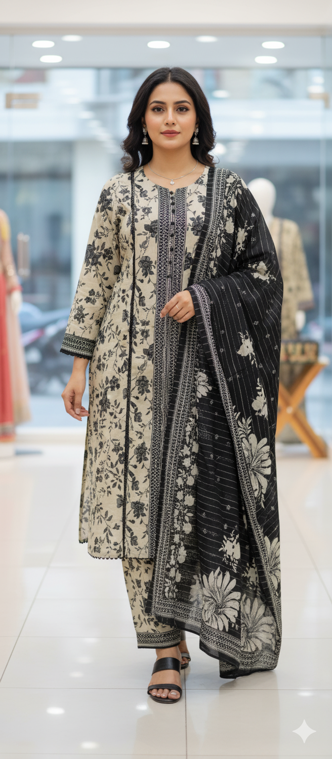 BinSaeed Long Frock With Wool Shal 3pc