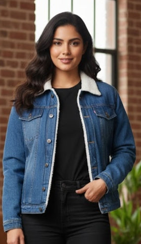 Fur Simple Denim Jacket