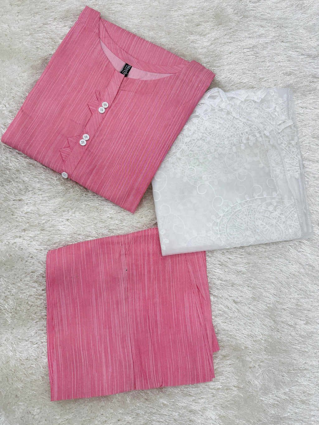 A0037-Casual Shirt Trouser With White Working Dopata 3pc