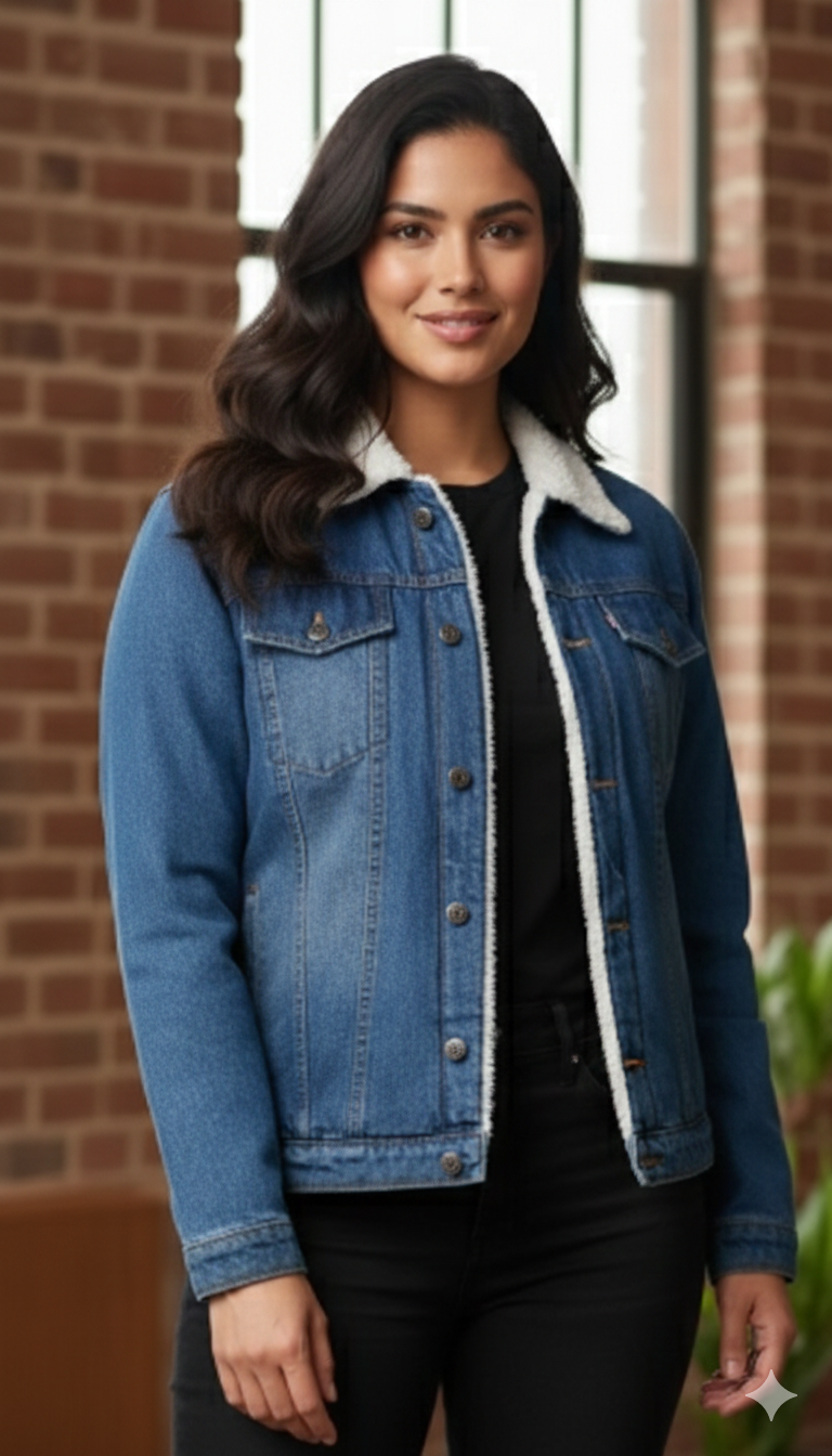 Fur Simple Denim Jacket