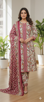 BinSaeed Long Frock With Wool Shal 3pc